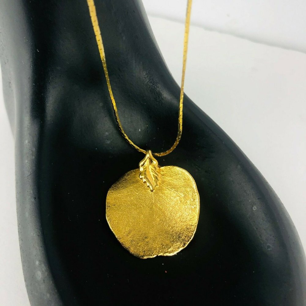 Real Leaf Gold Dipped Plated Necklace Pendant 18" - image 1